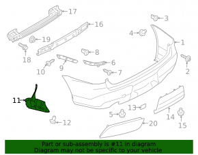 Left rear bumper liner for Subaru Ascent 19-26