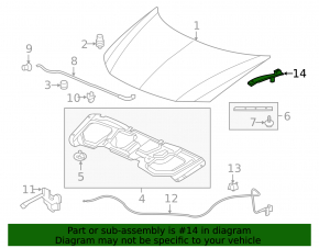 Right hood hinge for Honda Civic 11-15