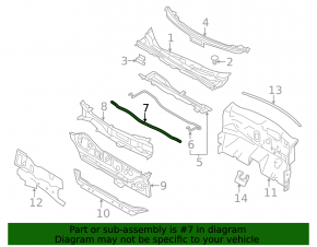 Windscreen wiper grille seal central Nissan Leaf 18-
