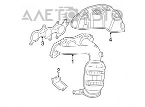 Exhaust manifold rear with catalytic converter Toyota Highlander 08-10