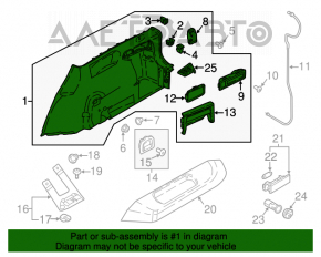 Right arch trim VW Tiguan 18 - black, under 3 rows, worn