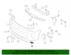 Lower left front bumper mount for Kia Stinger 18-23