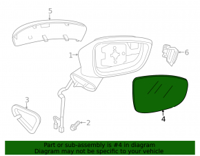 Left mirror element Mazda 6 14-16 heated, BSM