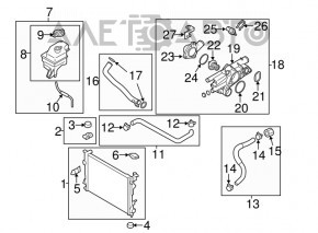 Upper Right Radiator Cooling Cushion Hyundai Sonata 11-14 Rubber + Metal
