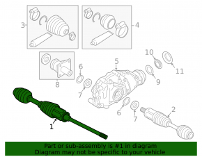 Rear right axle shaft for BMW 5 GT F07 10-17