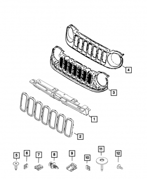 Radiator grill inserts set grill Jeep Renegade 15-18 prerest chrome