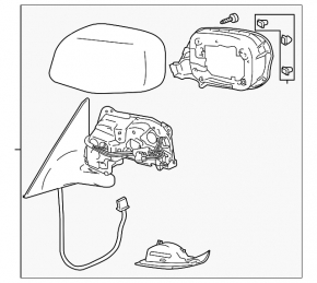 Left side mirror assembly for Lexus GS300 GS350 GS430 GS450h 06-07, 14 pins, heated, black, missing mirror element and motor