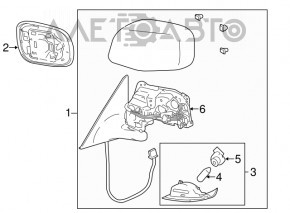 Left side mirror assembly for Lexus GS300 GS350 GS430 GS450h 06-07, 14 pins, heated, black, missing mirror element and motor