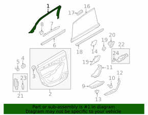 Inner rear left door frame for Audi A4 B8 08-16