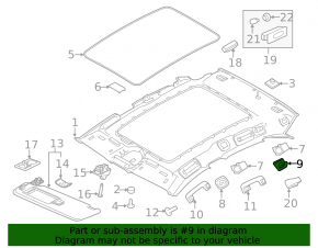 Right rear headliner for mesh mount, black, for Porsche Macan 15-18
