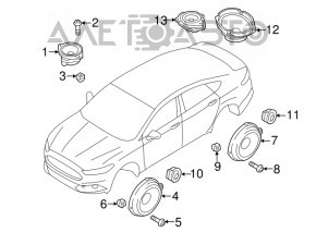 Front right door speaker Ford Fusion mk5 13-20 SONY, 25W