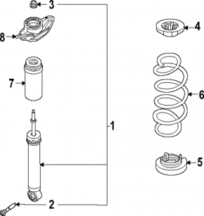 Rear left shock absorber Nissan Pathfinder 22-25 AWD
