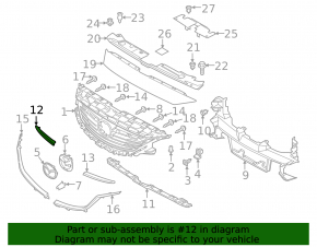Upper right grille molding for Mazda 6 14-17