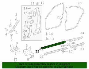 Mercedes W211 black front right door sill trim