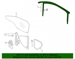 Upper door molding front left VW Passat b7 12-15 USA mat with glass seal