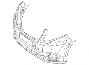 Front bare bumper Mercedes Metris W447 16-23 black, without radar, for parking sensors, for fog lights