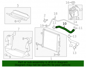 Upper cooling hose Cadillac CTS 14-16 3.6
