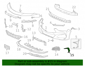 Left front bumper molding for Acura TLX 20-25 Base, SH-AWD, A-Spec