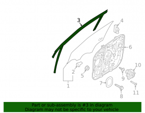 Front left glass seal Kia Sorento 16-20
