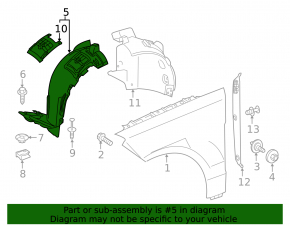 Front right mudguard Mercedes GLS-class X166 13-19 front part