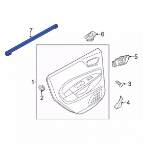 Molding door-glass central rear right Ford Fiesta 11-19 chrome