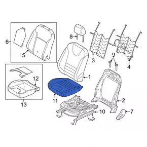 Ford Escape MK3 2013-2015 passenger seat without airbag, gray cloth