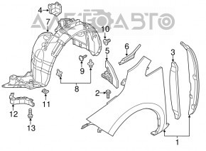 Front left wing Nissan Leaf 11-12 for turn signal