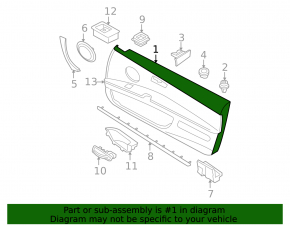 Door trim molding card front left wood BMW 335i e92 07-13
