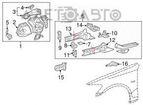 Front bumper reinforcement fang left Lexus GS300 GS350 GS430 GS450h 06-11