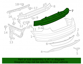 Rear Bumper Absorber VW Jetta 12-14 USA hybrid, GLI