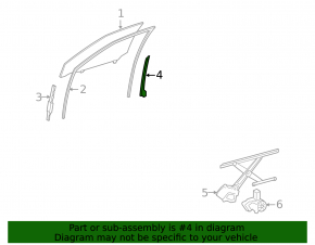 Rear front left door glass guide for Lexus ES350 07-12