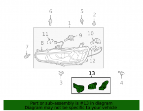 Upper left headlight mount kit for Mitsubishi Lancer 10-17