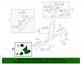 Front pillar trim lower right Kia Sorento 16-20 black