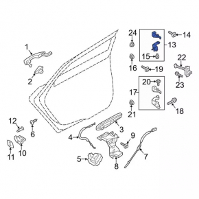 Upper rear left door hinge for Ford Fusion mk5 13-20