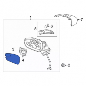 Right mirror element for Ford Fiesta 11-19, heated