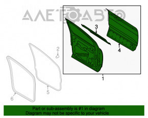 Door bare front right Ford Escape MK3 13-19 black dented near wing