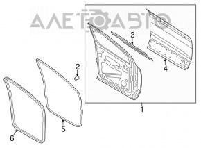 Door bare front right Ford Escape MK3 13-19 black dented near wing