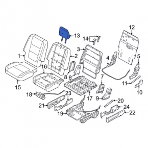 Headrest rear left Ford Explorer 11-19 leather black, dented