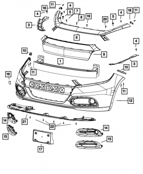 Front bumper center trim for Dodge Dart 13-16