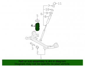 Rear left spring Toyota Sienna 15-20 AWD