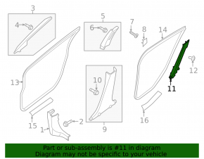 Rear pillar trim lower left Nissan Sentra 13-19 black
