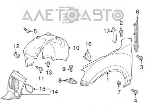 Front left fender liner VW Touareg 11-17 front part