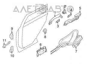 Rear right door lock Nissan Rogue 14-20