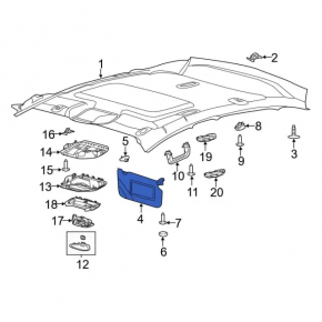 Right visor Ford Focus mk3 11-18 grey, without hook