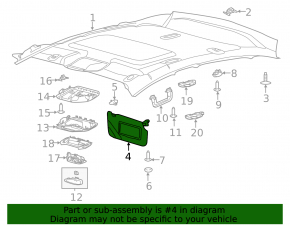 Right visor Ford Focus mk3 11-18 grey, without hook