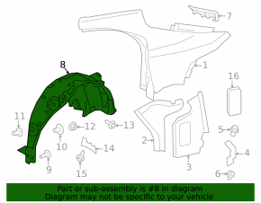 Rear left fender liner for Jaguar I-Pace 19-25