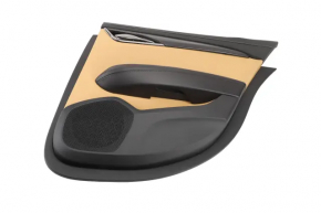 Door trim card rear right Cadillac ATS 13- black with beige insert leather, armrest leather, molding black scratch gloss