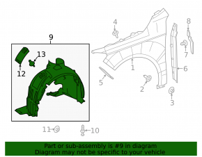 Front left mudguard Mercedes CLA 14-19