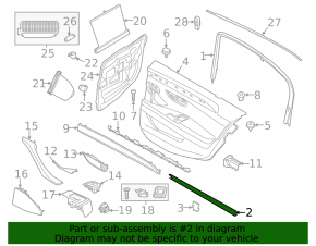 Glass seal inner rear left BMW 5 F10 11-16