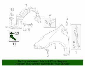 Mudguard front fender liner left Toyota Prius 50 Prime 17-22